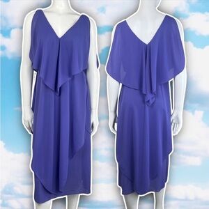 URSULA OF SWITZERLAND Vintage Asymmetrical Tiered Crepe Midi Dress 70s Wedding